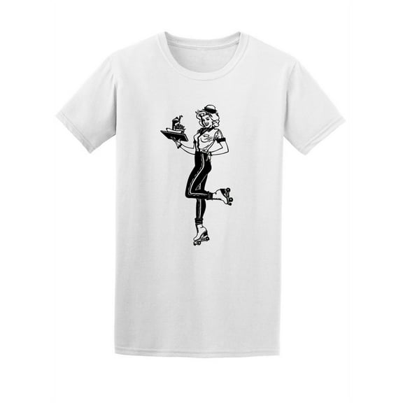 Waitress On Rollerskates Retro T-Shirt Men -Image by Shutterstock, Male XX-Large