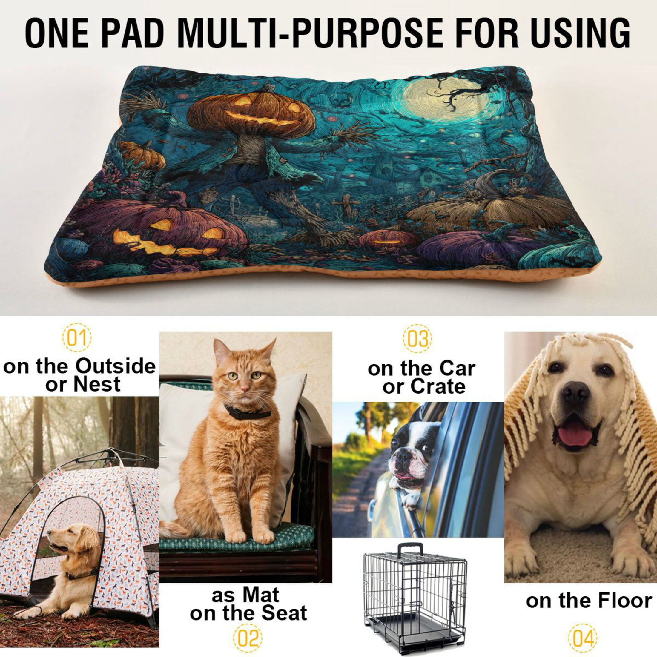 Qxltty Pranking Pumpkin Ped Pad Wear-resistant and Hard to Bite Through Sleeping Pad for Small Medium Large Dogs Winter Pet Bed 36×24in