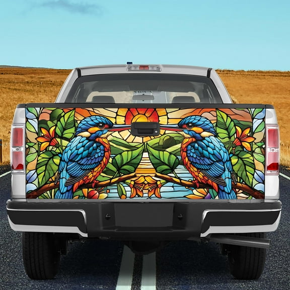 Lotusprinthandmade Kingfisher Bird Animal 3D Tailgate Wrap 2 Sizes (24"x58"), Animal Graphic Tailgate Wrap