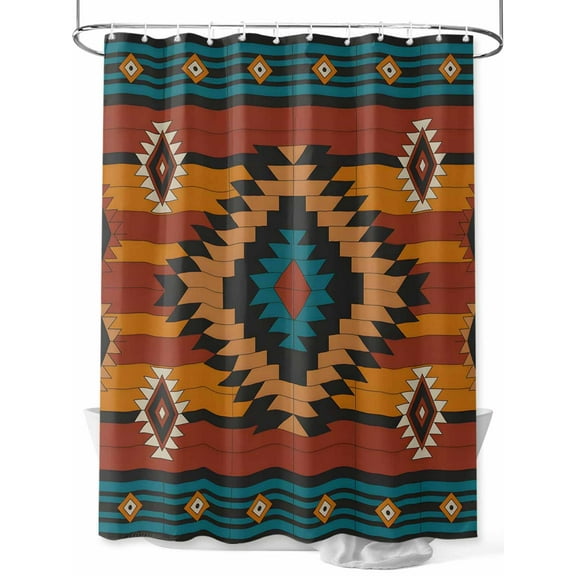 Fsddascl Aztec Southwest Shower Curtain Set - 72" x 78" Washable Bathtub Curtain with 12 Hooks, Vintage Geometric Farmhouse Art Waterproof Fabric Stall Shower Curtains for Bathroom/Bathtub Décor
