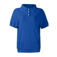 thumbnail image 4 of larppty Womens Polo Shirts Business Casual Work Tops Short Sleeve Button Down Collared V Neck Golf Blouse T-Shirt (Blue, M), 4 of 4