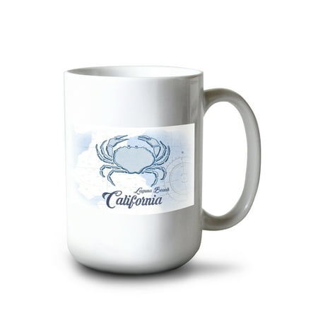 

15 fl oz Ceramic Mug Laguna Beach California Crab Blue Coastal Icon Dishwasher & Microwave Safe
