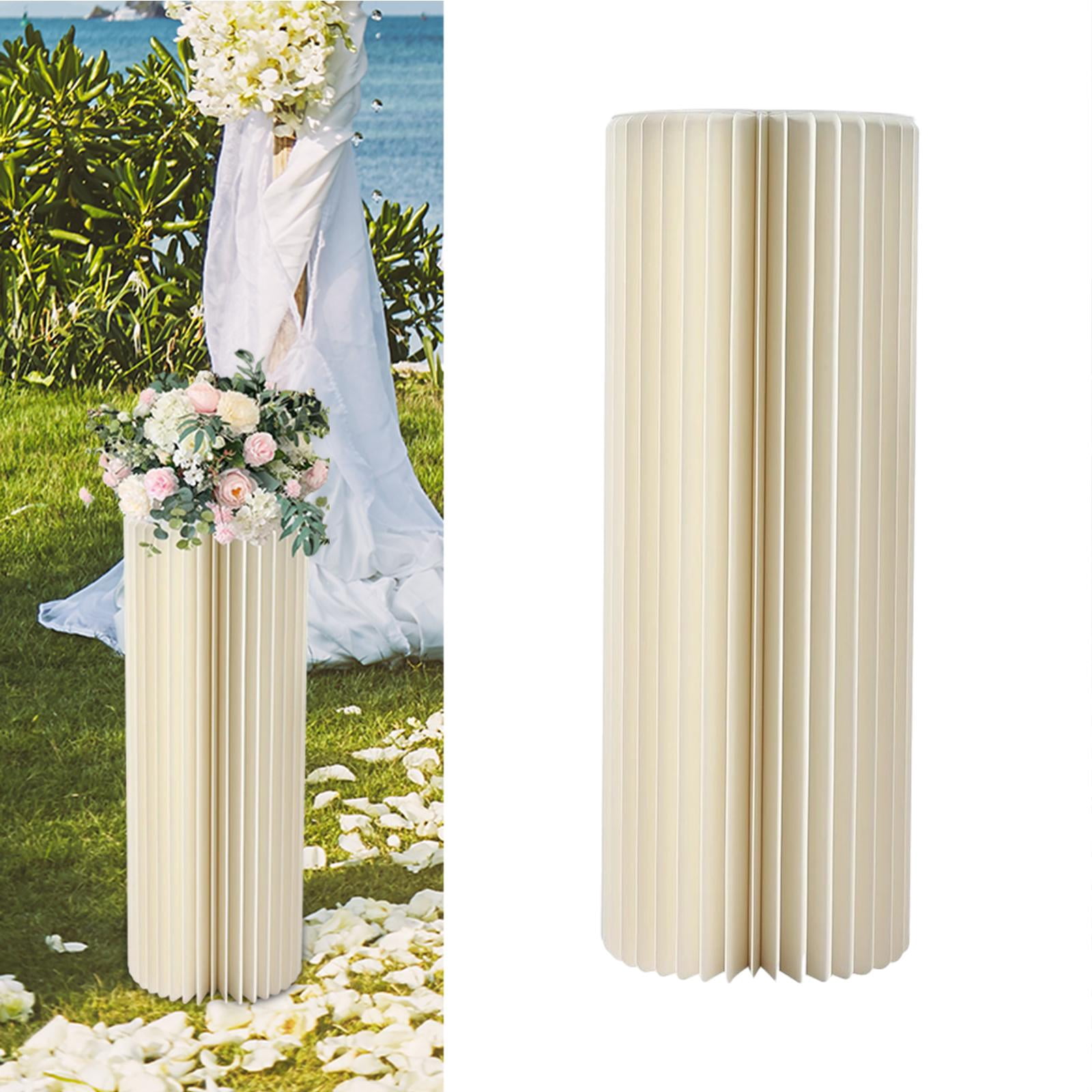Abbraccia Cylinder Pedestal Stand Cylindrical Display Stand Round Wedding Pillar Paper Columns for Banquets Cake Table Stand Background Height 40cm