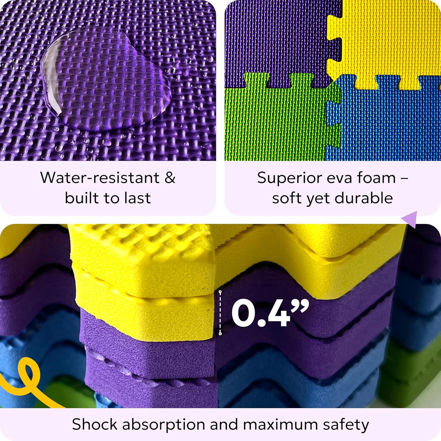 Foam Floor Tiles for Kids - Non-Toxic Comfortable Baby Play Mat and Interlocking Foam Tiles, Fits with 50x50 Playpen Mat for Crawling & Development, Soft Play Mat for Babies 6-12 Months