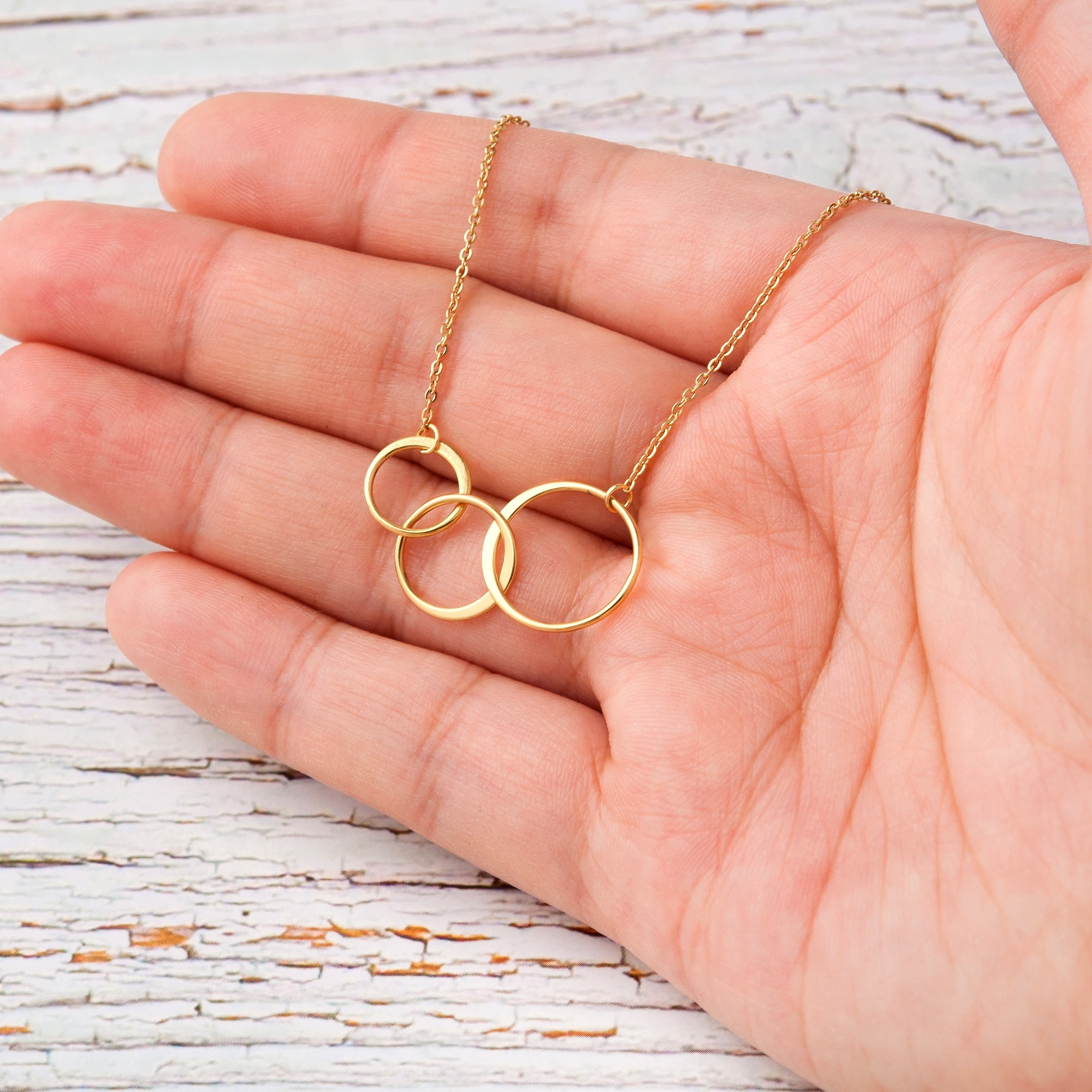 To My Precious Grandma Mother's Day Necklace, Mother's Day Gift, Mother's Day Card Necklace, Mother's Day Gift for Grandma, Gold Infinity Rings Mother's Day Necklace [Gold, No-Personalized Card]