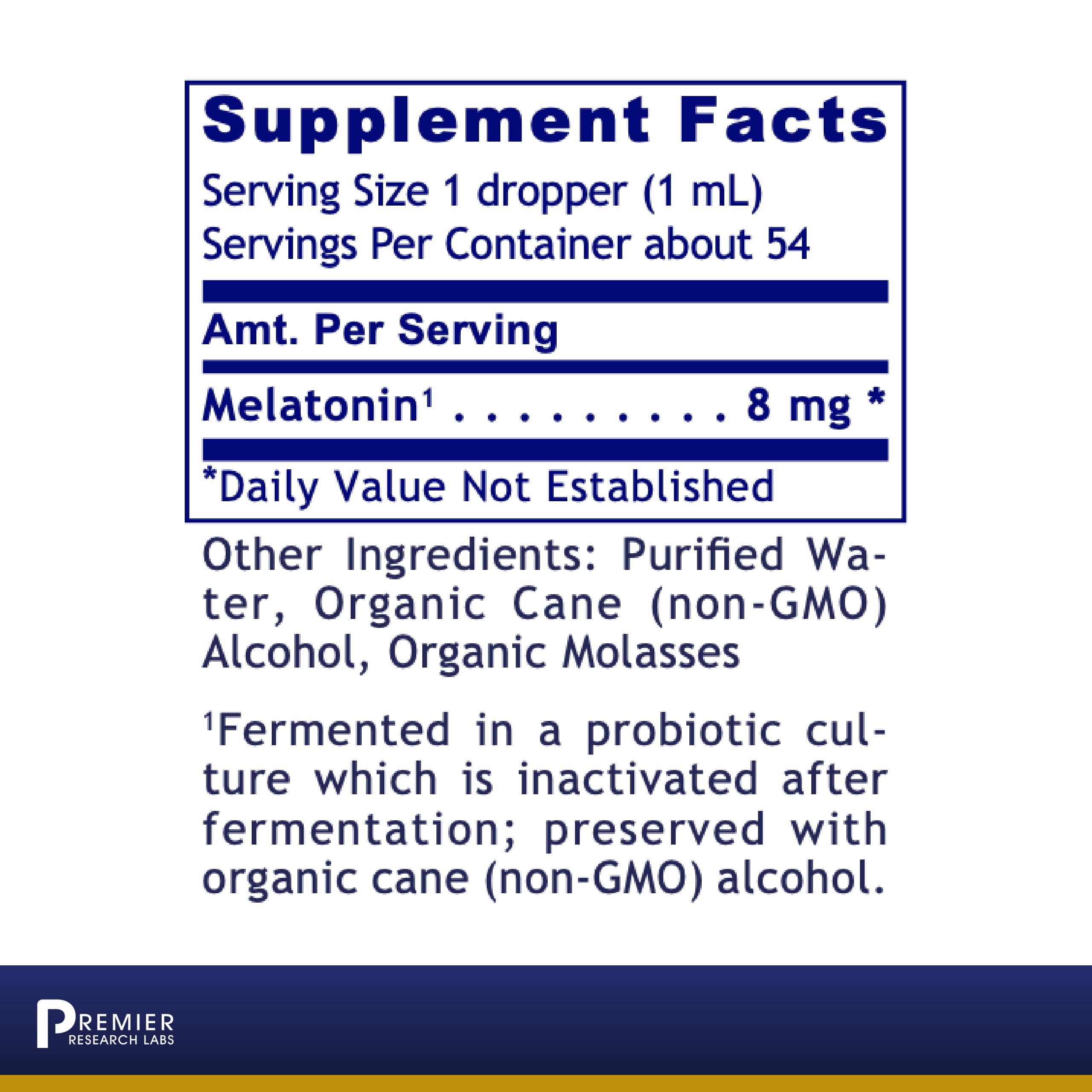 Premier Research Labs Melatonin-ND - Probiotic-Cultured Melatonin - Supports Brain, Falling asleep & Immune System - 2 Fl Oz (54 Servings)