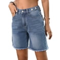 thumbnail image 2 of BUIGTTKLOP Women Baggy Bermuda Jean Shorts High Waisted Wide Leg Raw Hem Denim Shorts Summer Casual Shorts, 2 of 6