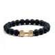 thumbnail image 4 of Pulsera con mancuernas de piedra de lava volcánica negra natural Pulseras de cuentas negras mate ∧, 4 of 6