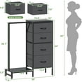 thumbnail image 3 of Dresser with Hanging Rack, 4 Drawers Small Closet for Bedroom, Reversible Fabric Kids Chest of Drawers with Clothes Rack, Tall Storage Tower, Sturdy Frame, White, 44''H, 3 of 9