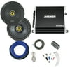 Kicker 6.5" CS 300 Watts 2-Way Speakers, Kicker DX Series 2-Channel 250 Watt Max Car Audio Amplifier, Amp Installation Kit