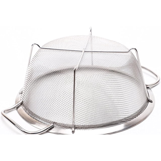 Bewildely Plata Fácil de limpiar Colador de acero inoxidable Cesta de Cesta de de acero Asas resistentes Organizadores de utensilios de cocina