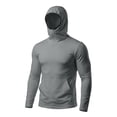 thumbnail image 6 of Long Sleeve Shirts for Men Moisture Wicking Sun Protection Plain Workout Hoodie Shirts with Mask & Thumb Hole,Gifts for Father/His Gray L, 6 of 7