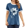 thumbnail image 3 of ZXSXSY Women Floral Printed Round Neck Short Sleeves Top, 3 of 6