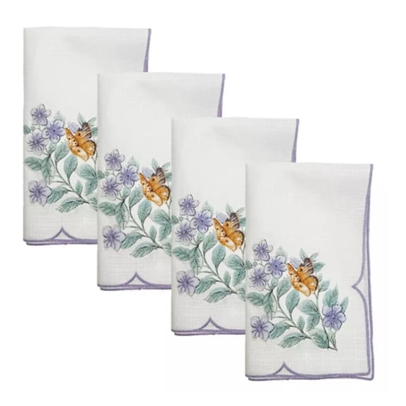 Lenox Butterfly Meadow Flutter Napkins, Set of 4, Multicolor, 19"W x 19"L