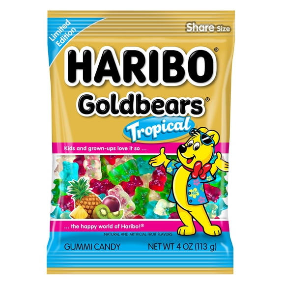 HARIBO Goldbears Tropical Flavored Gummy Candy, 4oz