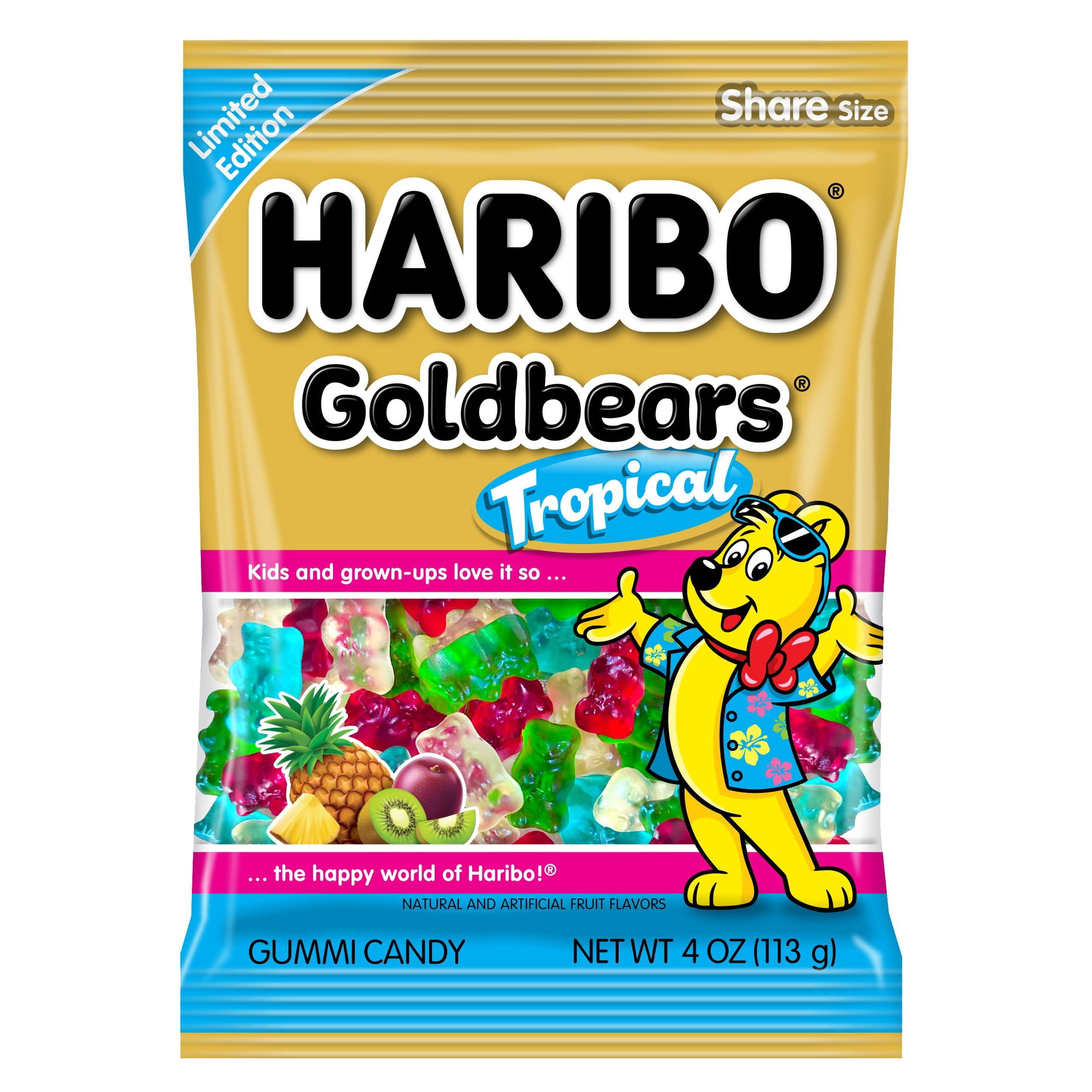HARIBO Goldbears Tropical Flavored Gummy Candy, 4oz