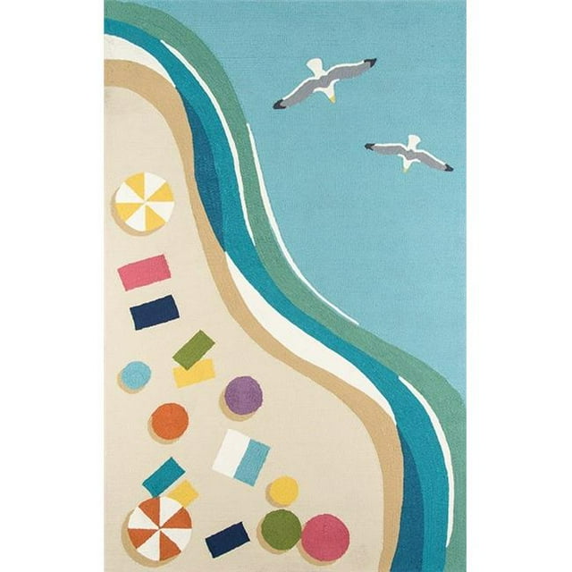 Momeni VERANVR-63BLU2030 Veranda Chinese Hand Hook Area Rug, Blue - 2 x 3 ft.