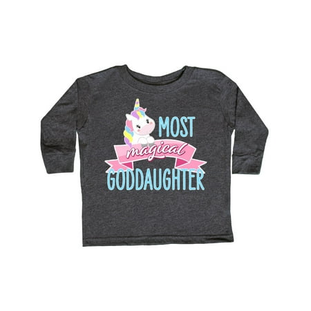 

Inktastic Most Magical Goddaughter- cute unicorn Gift Toddler Toddler Girl Long Sleeve T-Shirt