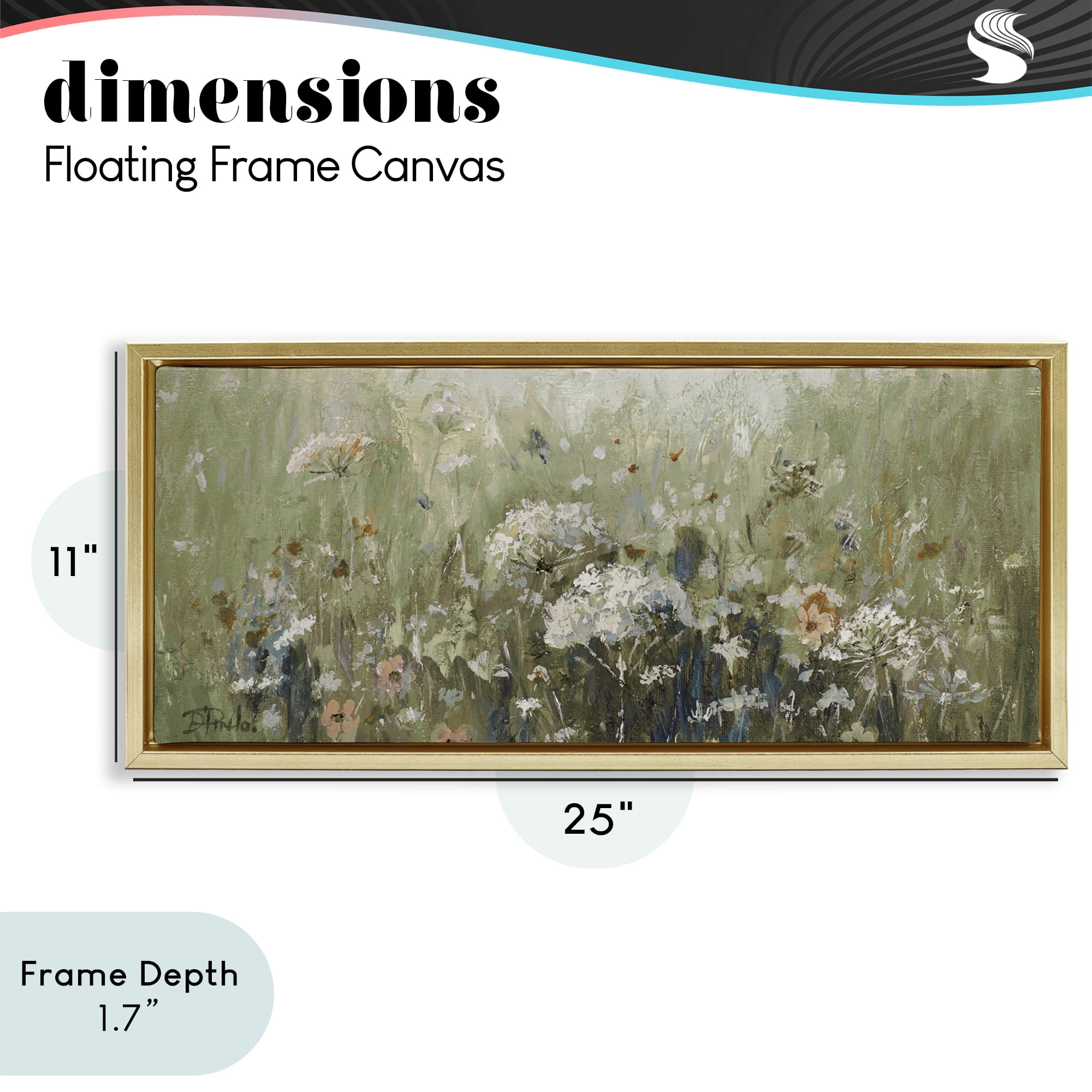Stupell Industries Mistful Summer Meadow Scene Gold Framed Floater Canvas Wall Art, design by Patricia Pinto