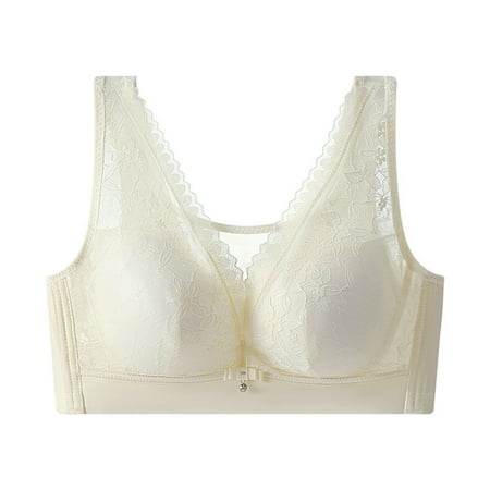 Gnurob Women s Lace No Underwire Bra Full Coverage Push Up Bralette Beauty Back Smoothing Bras Padded Wireless Bralettes Clearance Deals 09-Yellow 36/80C