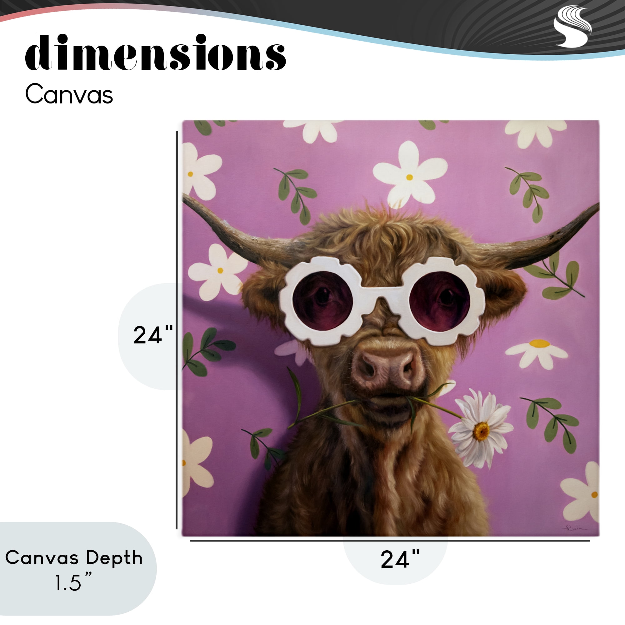 Stupell Industries Fresh As A Daisy Cattle Canvas Wall Art, design by Lucia Heffernan