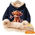 thumbnail image 6 of MAIHAN-Highland Cow Christmas Sweatshirts-Cozy Fleece Hooded Pullover with Cow Print Design,Soft Warm Winter Kids Top,Cute Highland Cow Hoodie & Sweater for Holiday Season(A-Blue,11-12Years), 6 of 6