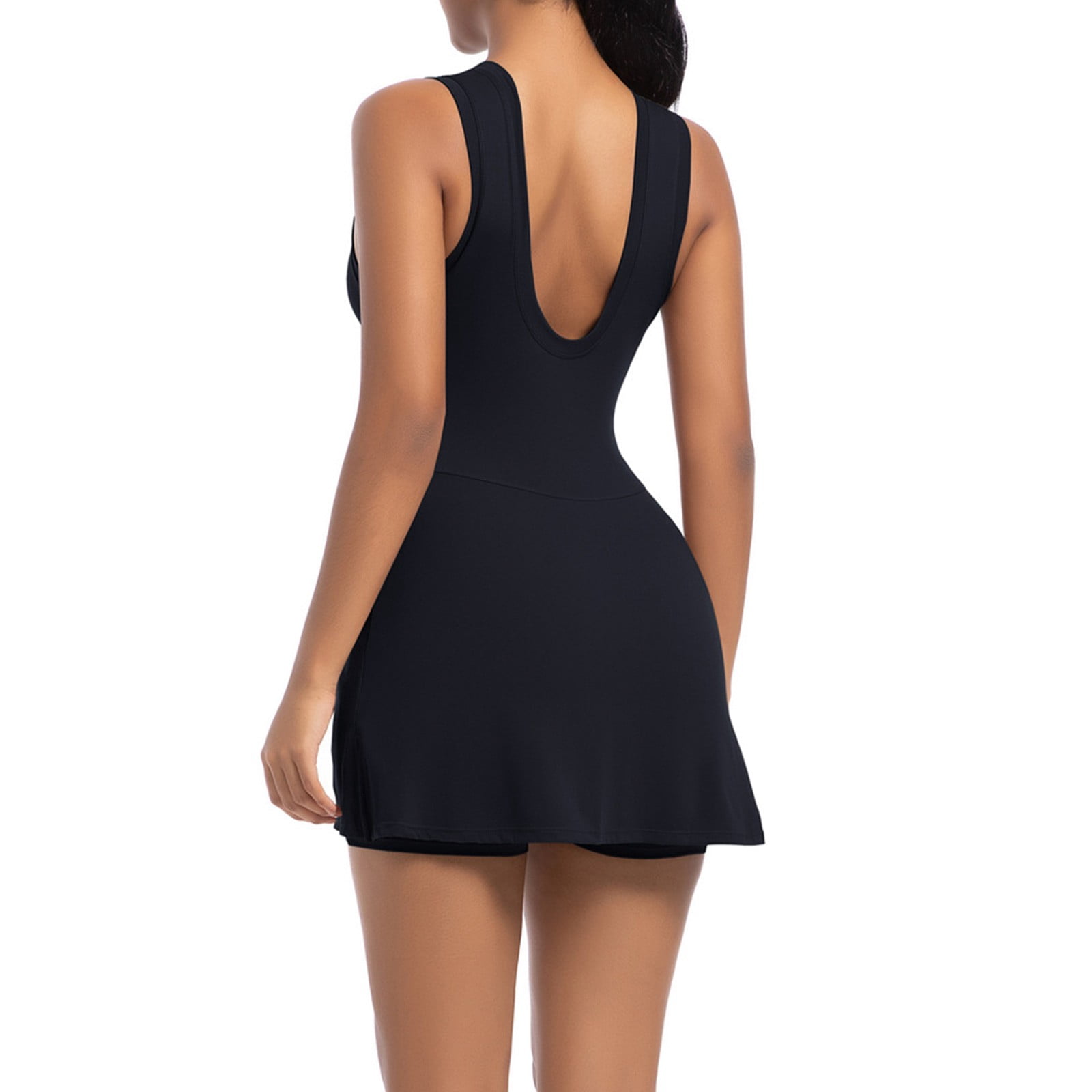 Neewe Womens Tennis Dress Workout Mini Dress with Sleeveless Straps TIe Tunic Waist Athletic Dresses