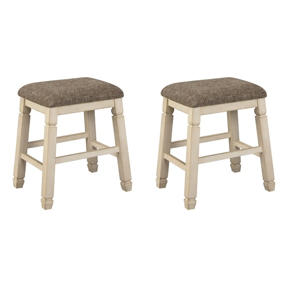 Signature Design by Ashley Bolanburg Farmhouse 24" Counter Height Upholstered Barstool, Set of 2