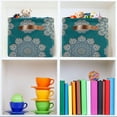 thumbnail image 6 of Storage Basket Mandala Flower Teal Foldable Canvas Laundry Baskets Bin Waterproof Inner Layer with Sturdy Handles for Toy Nursery Blanket Clothes 2 Pack, 6 of 7