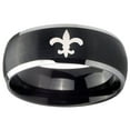 thumbnail image 2 of Tungsten Fleur De Lis 8mm Brushed Black 2 Tone Dome Polished Edges Men Ring, 2 of 2