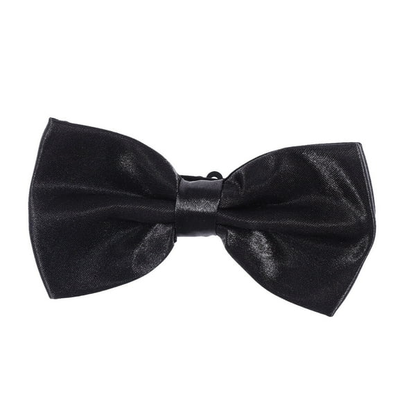 Miangastore Men's Polyester Silk Bow Tie Solid Bowtie Bowknot Ties for Wedding Groom Party (Black)