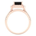 thumbnail image 4 of 3.05ct Brilliant Emerald Cut Natural Onyx 18K Rose Gold Halo Solitaire with Accents Engagement Bridal Wedding Ring Band Set size 6.5, 4 of 7