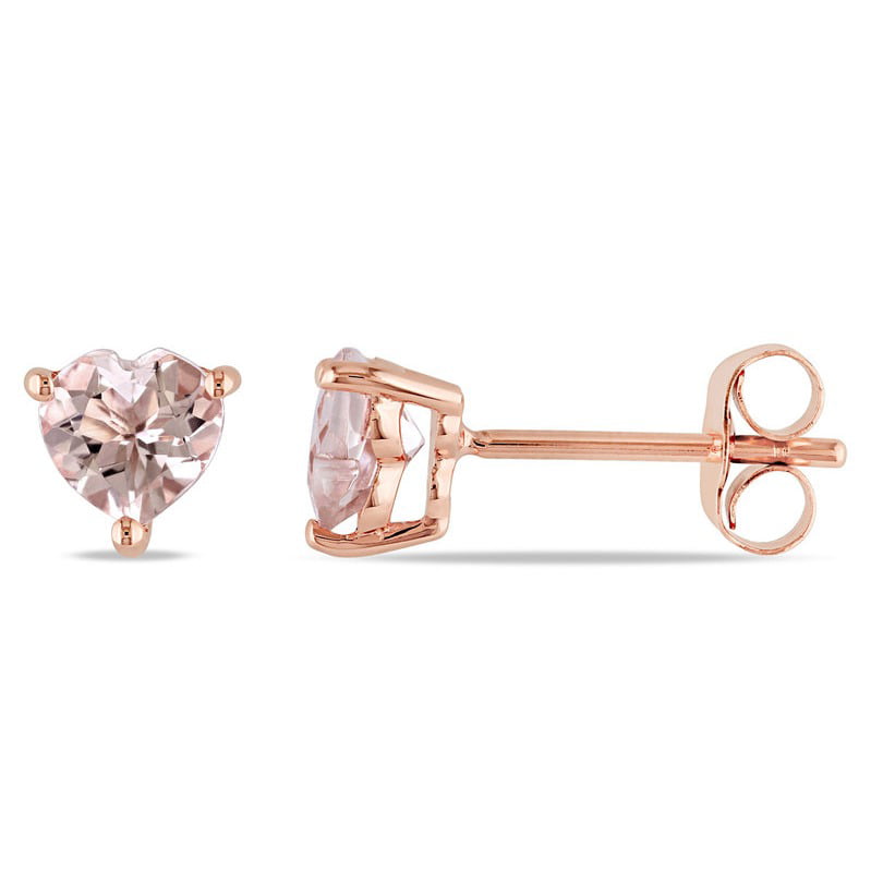 GabrielCo 14K Rose Gold Stud 14K Rose Gold Round Morganite and Diamond Halo Stud  Earrings Excel Jewellers Surrey Canada Langley Burnaby