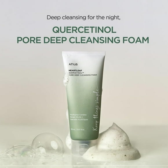 ANUA Heartleaf Quercetinol Pore Deep Cleansing Foam, Facial Cleanser, for Double Cleansing, BHA, Hyaluronic Acid, Glycerin, Face Wash, Blackhead Remover, Korean Skincare (150ml/50 fl.oz.)