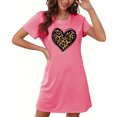 thumbnail image 6 of VgaVtl Sleepshirt for Women Pink Short Sleeve Womens Sleepwear Plus Size Loose Cute Leopard Print Heart-shaped Nightgowns, 6 of 6