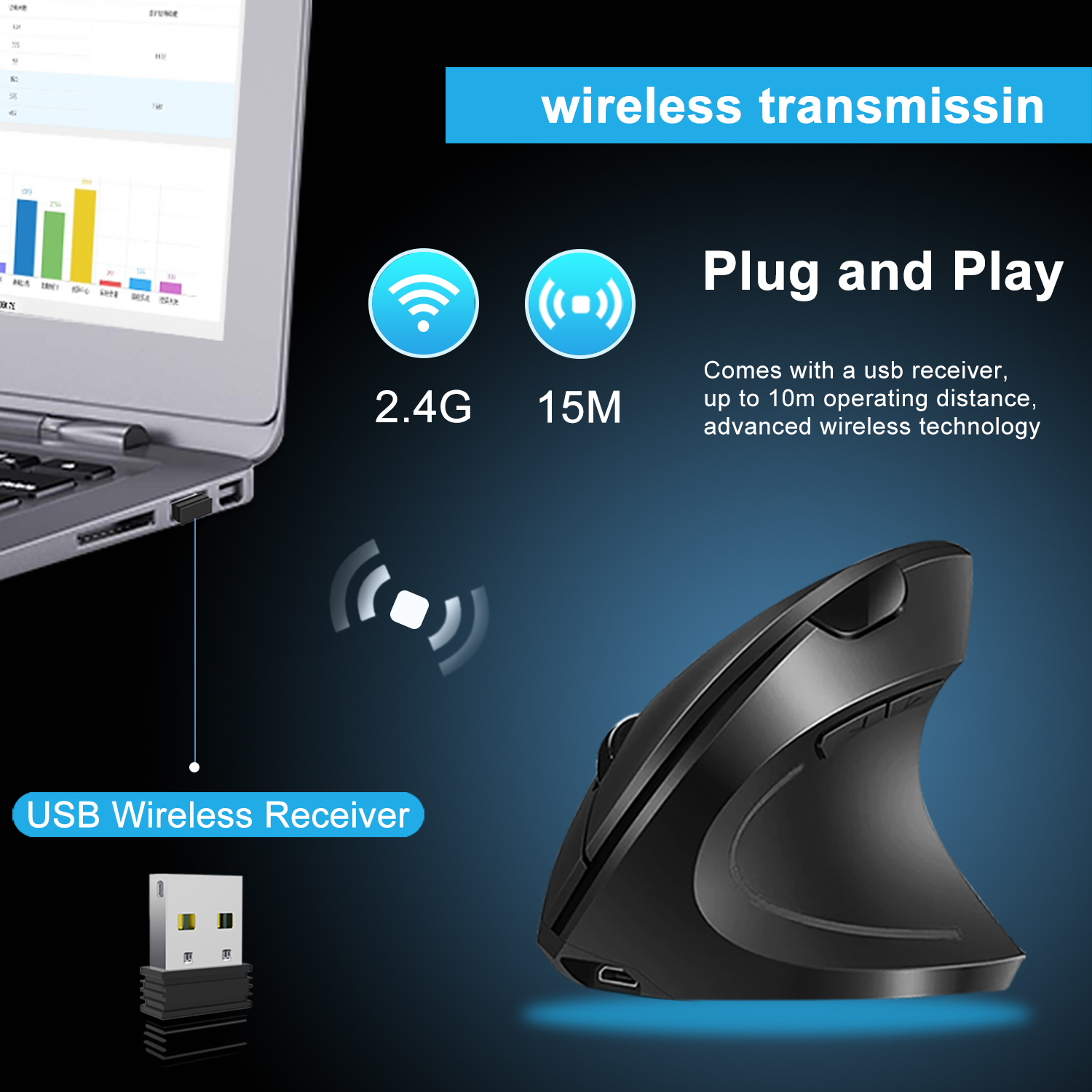 SGEYR Ergonomic Wireless Mouse photo 3