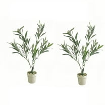 Artificial Fake Olive Tree 2FT Tall 2Pack Faux Silk Olive Tree for Home Living Room Office Decor Faux Artificial Olive Plants Indoor Fake Potted Plants