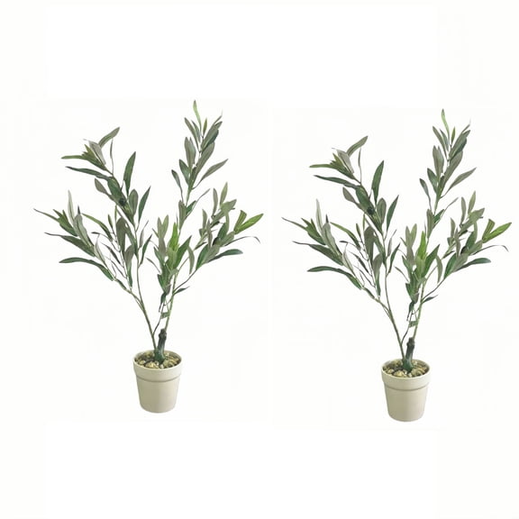 Artificial Fake Olive Tree 2FT Tall 2Pack Faux Silk Olive Tree for Home Living Room Office Decor Faux Artificial Olive Plants Indoor Fake Potted Plants