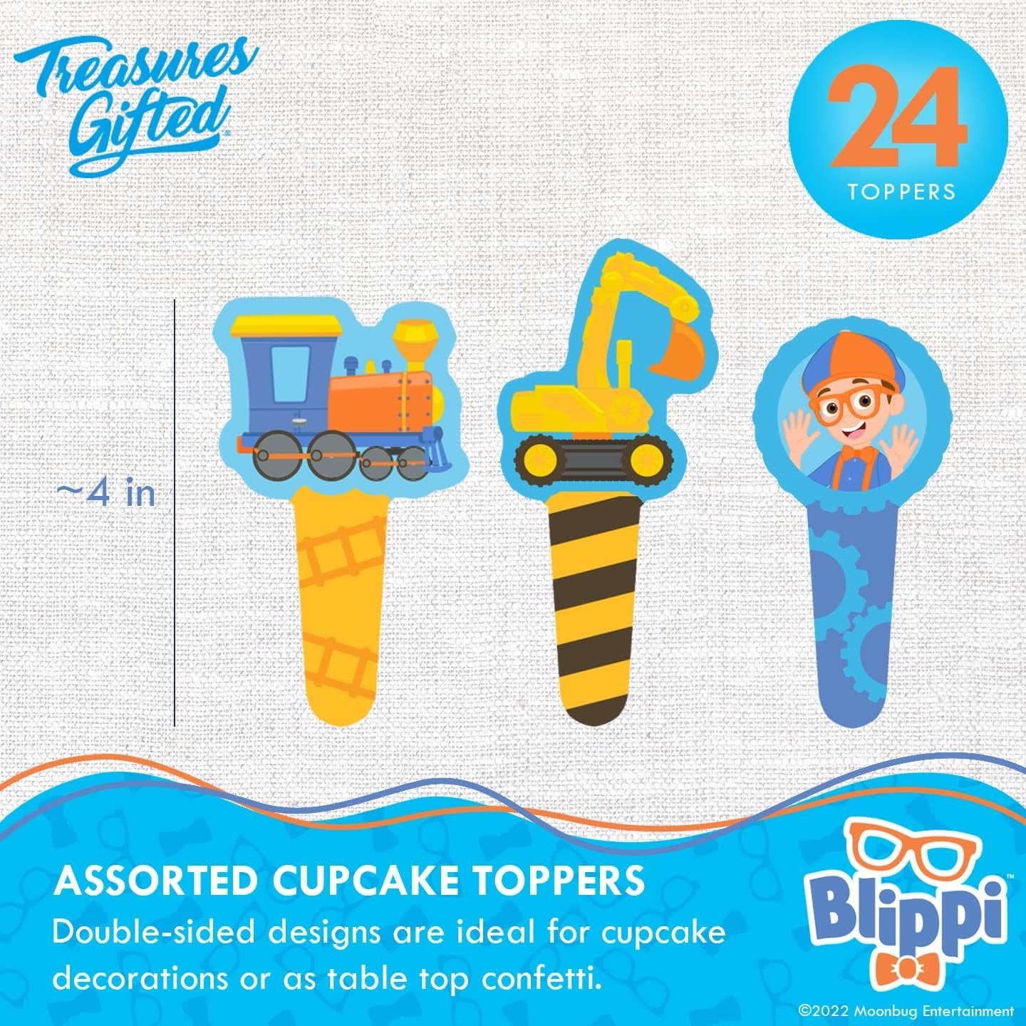 Blippi Birthday Cake Topper & Blippi Cupcake Toppers Kit Vehicle