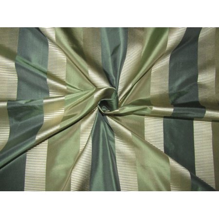 100% Silk Taffeta Fabric Gold amp; Teal colour with satin stripes 54" wide TAF#SJ12