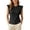 Black, variant on Womens Flutter Sleeve T Shirt Solid Color Crewneck Ruffle Sleeve Ribbed Texture Casual Summer Blouse Everyday Tops