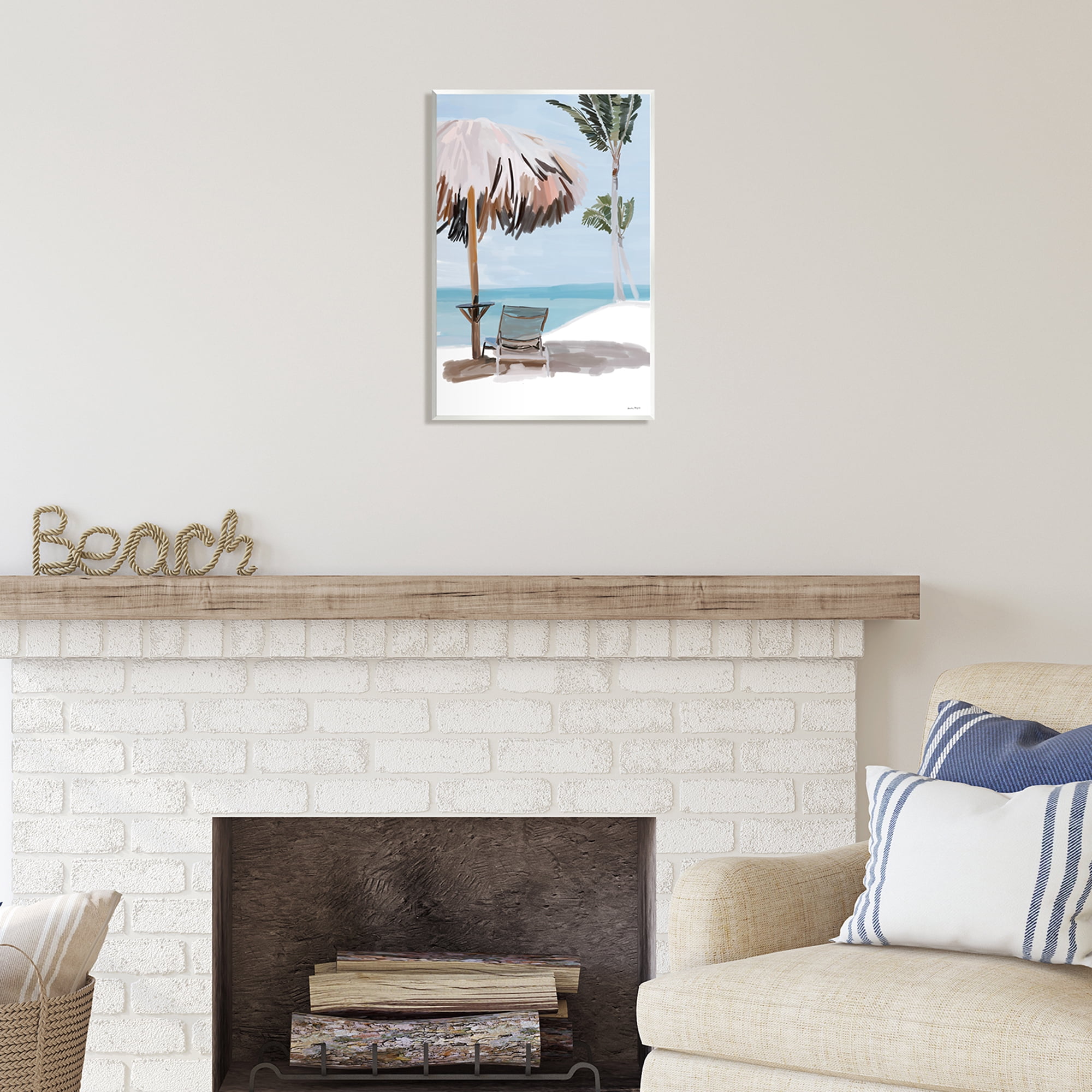 Stupell Industries Tropical Beach Hut Scenery Nature Painting Unframed Art Print Wall Art, 13 x 19