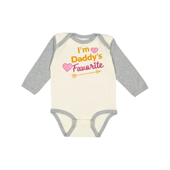 Inktastic I'm Daddy's Favorite with Arrow and Hearts in Pink Boys or Girls Long Sleeve Baby Bodysuit