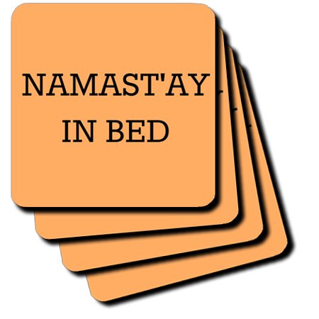 Bead Coaster 3dRose Namastay In Bed, Black Lettering On An Orange Background, Soft Coasters, set of 4 ()