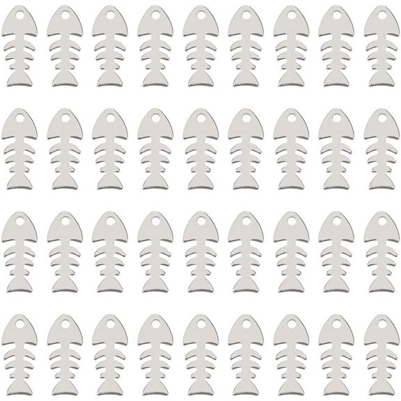 1 Box 200Pcs Fish Bone Charms Silver Fish Charm 201 Stainless Steel Small Fishbone Pendants Sea Animal Ocean Fish Charm for Jewelry Making Charms Pendants Necklaces Keychains DIY Crafts