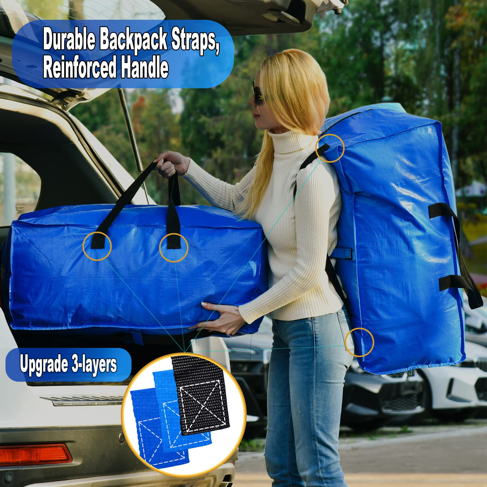 StorageRight Moving Bags-Heavy Duty Moving Boxes, Storage Totes with  Zipper, Reinforced Handles and Tag Pocket-Collapsible Moving Supplies for  moving