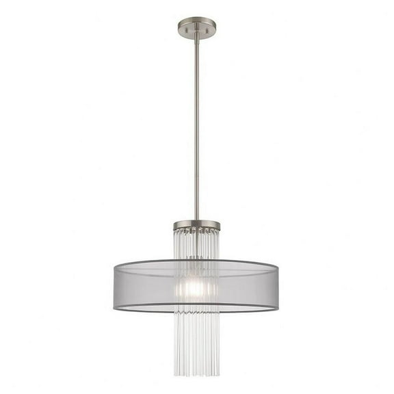 Contemporary One Light Chandelier-Brushed Nickel Finish-Gray Shade Color Bailey Street Home 218-Bel-3110151