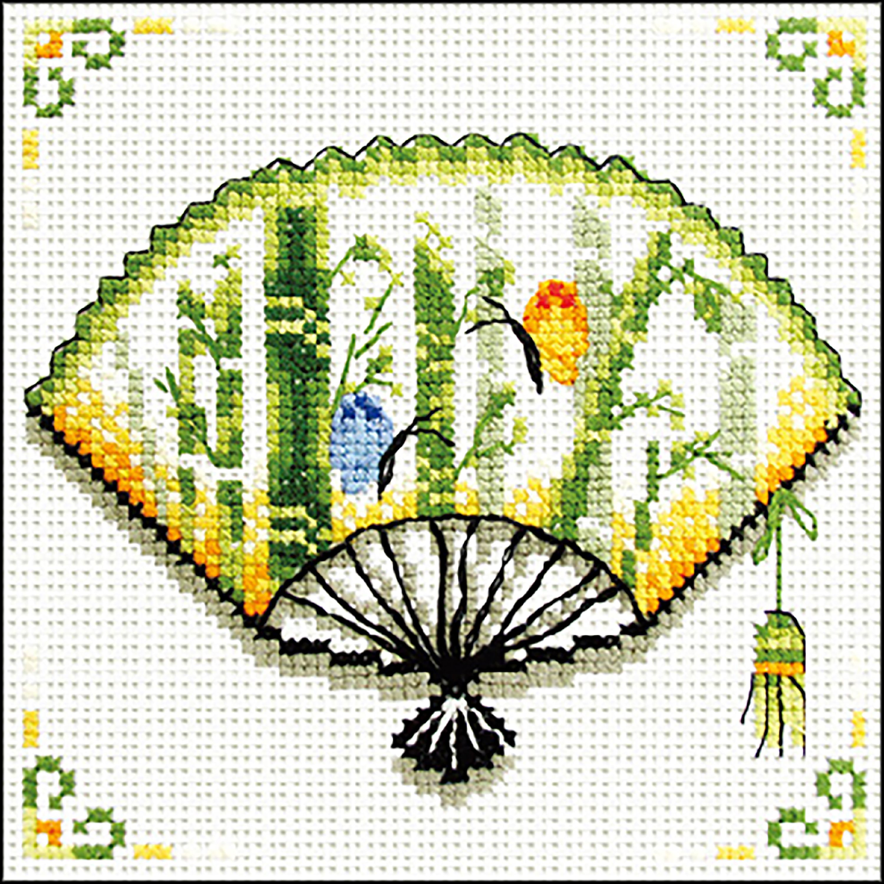 Needleart World No Count Printed Cross Stitch Kit 8"X8"Bamboo Fan
