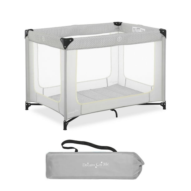 Playard portátil Dream On Me Zoom gris claro con tapete acolchado