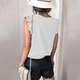 thumbnail image 3 of Women's Casual T Shirt Solid Color V Neck Pullover Ruffled Edge Sleeve Top For Women Long Sleeve Shirts for Women Trendy Summer T Shirts Workout Tee Shirts Women Casual T Shirt for Women Womens, 3 of 5
